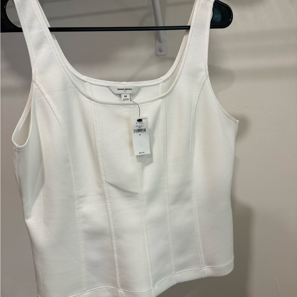 Banana Republic White Scoop Neck Tank Top